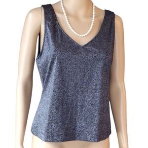 Cabernet Women's Size XL Sparkly Nylon Metallic Dark Silver Tank Top